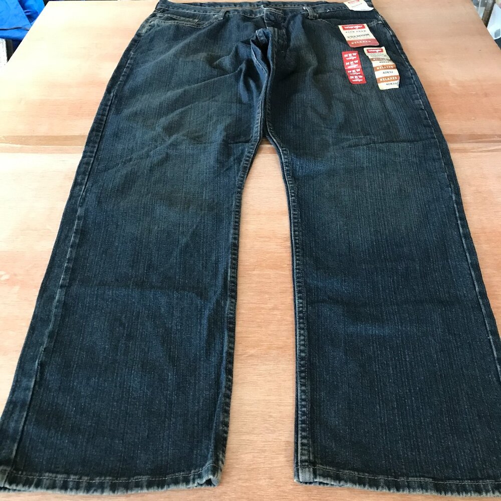 Wrangler Five Star Relaxed Jeans Men 40x32 Blue Mid Rise Dark Wash Stretch 17938